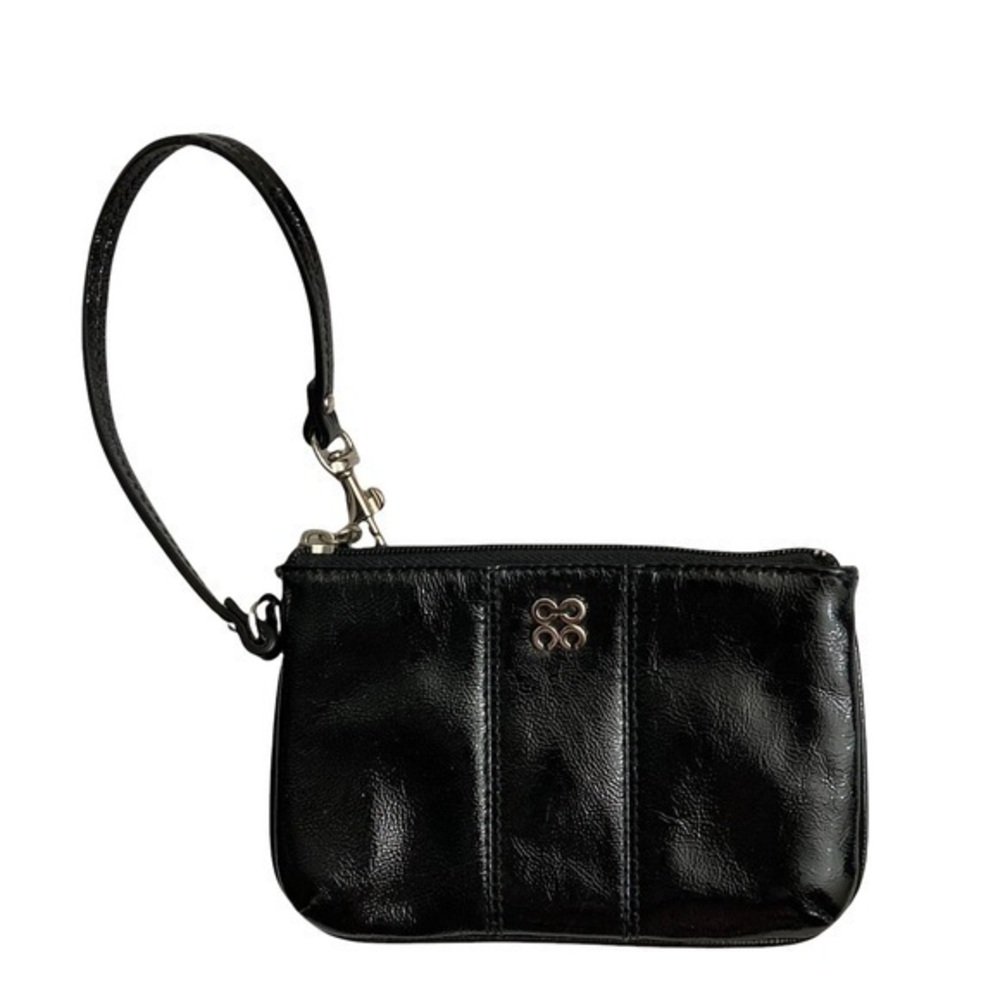 Cos liquid gloss black patent leather wristlet bag